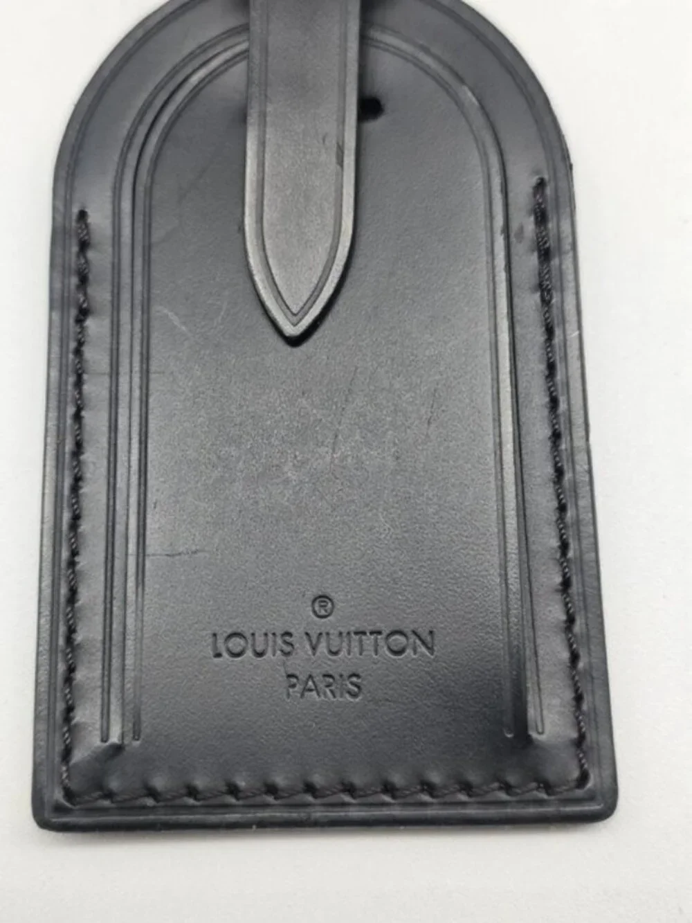 Authentic Louis Vuitton Black Luggage Tag Silver Hardware LV Box